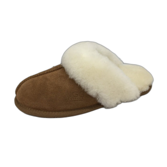 UGG Outback AUS Sheepskin Chestnut Tan Scuff Slippers Unisex US M8 L9 EU 41 NEW