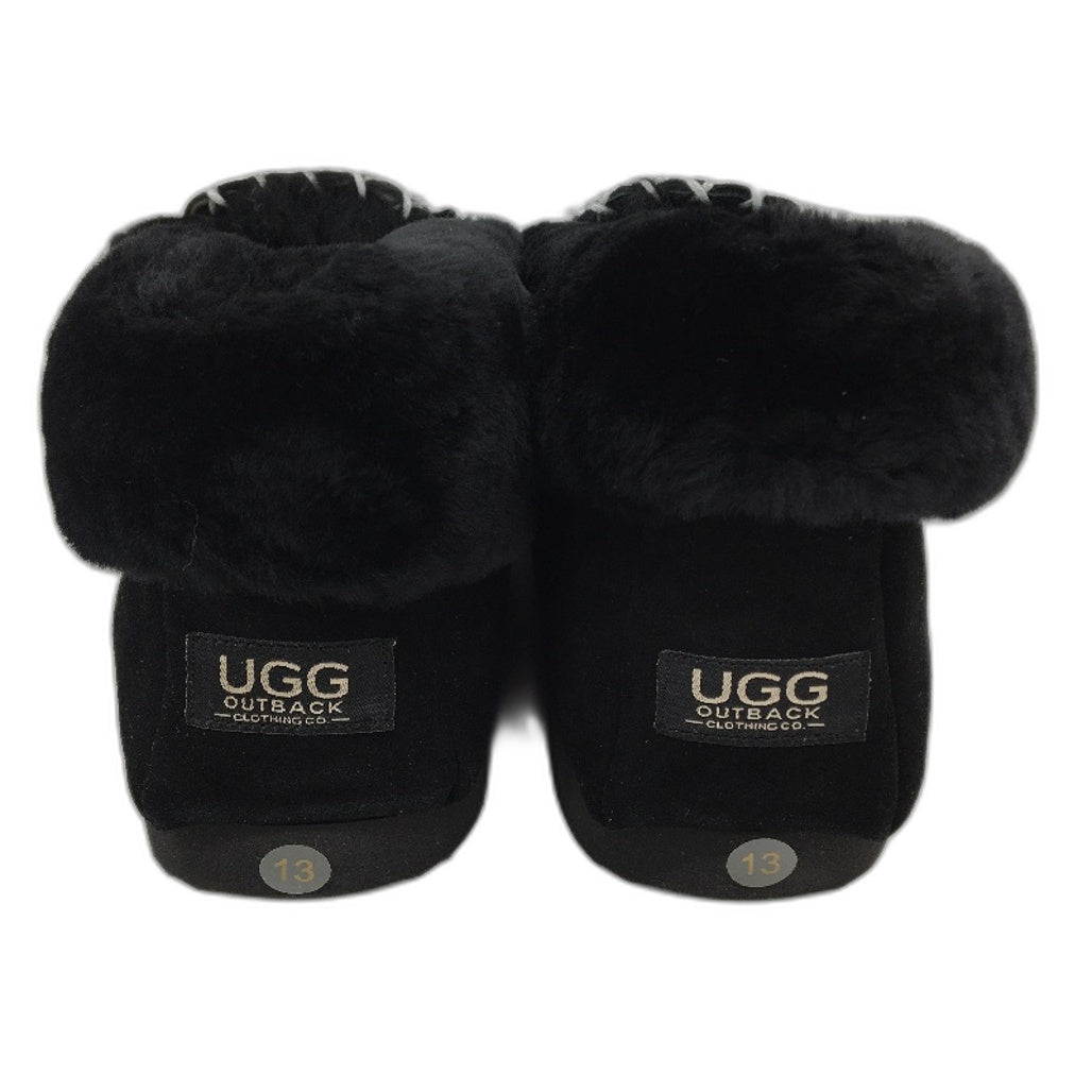UGG Outback AUS Sheepskin Black Moccasins Slippers Unisex US M12 L13 EU 46 NEW