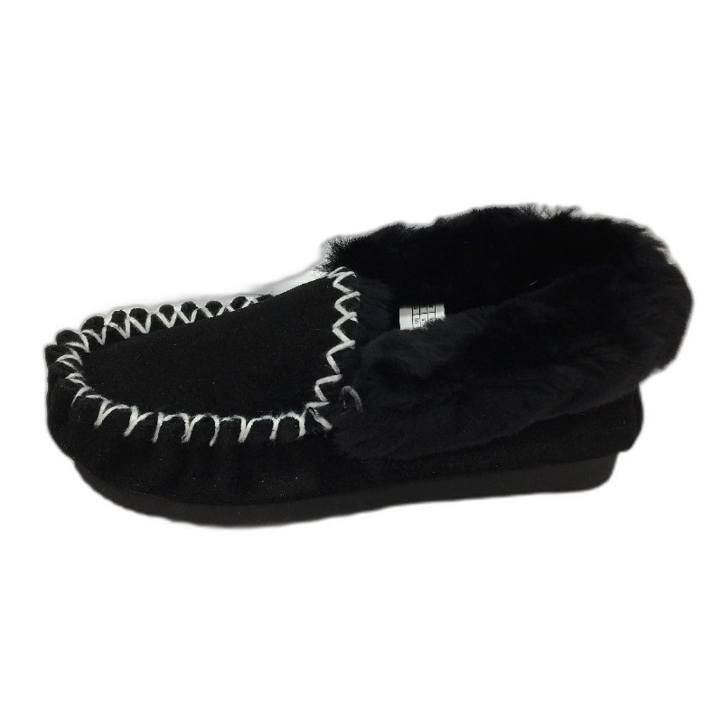 UGG Outback AUS Sheepskin Black Moccasins Slippers Unisex US M5 L6 EU37 NEW