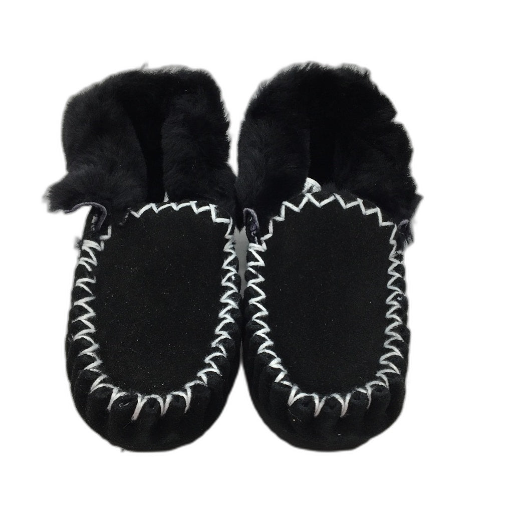 UGG Outback AUS Sheepskin Black Moccasins Slippers Unisex US M5 L6 EU37 NEW