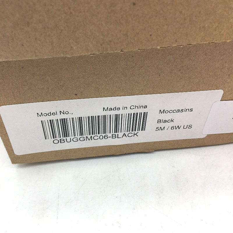 UGG Outback AUS Sheepskin Black Moccasins Slippers Unisex US M5 L6 EU37 NEW