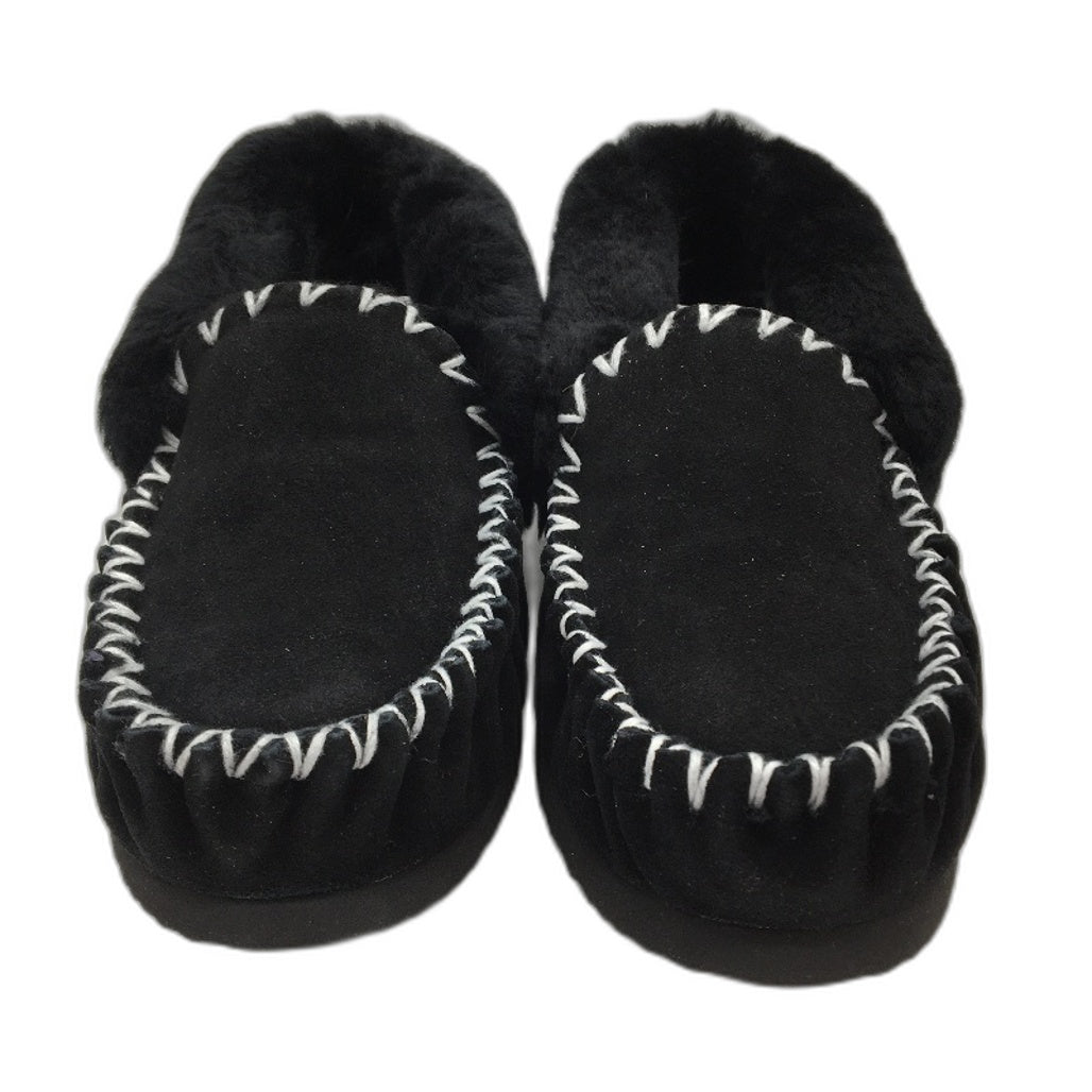 UGG Outback AUS Sheepskin Black Moccasins Slippers Unisex US M11 L12 EU 45 NEW