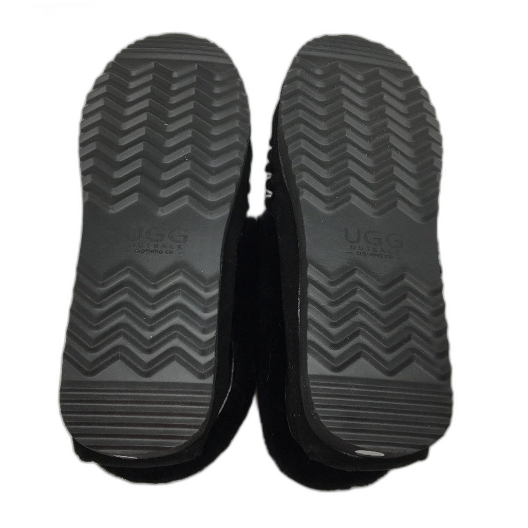 UGG Outback AUS Sheepskin Black Moccasins Slippers Unisex US M11 L12 EU 45 NEW