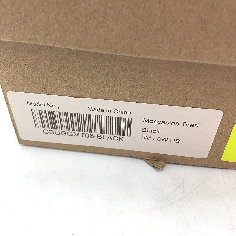 UGG Outback AUS Sheepskin Black Moccasin Tirari Slippers Ladies US 6 EU 37 NEW