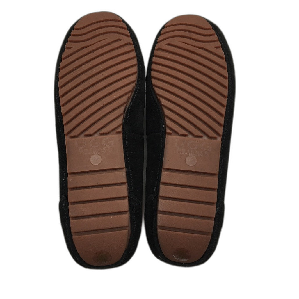 UGG Outback AUS Sheepskin Black Moccasin Tirari Slippers Ladies US 8 EU 39 NEW