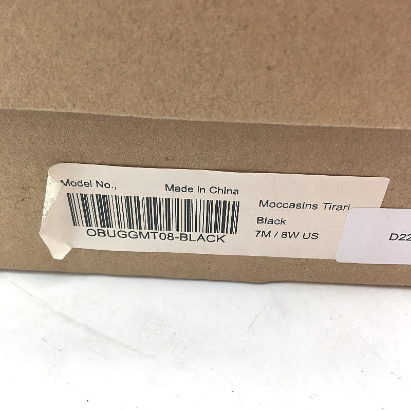 UGG Outback AUS Sheepskin Black Moccasin Tirari Slippers Ladies US 8 EU 39 NEW