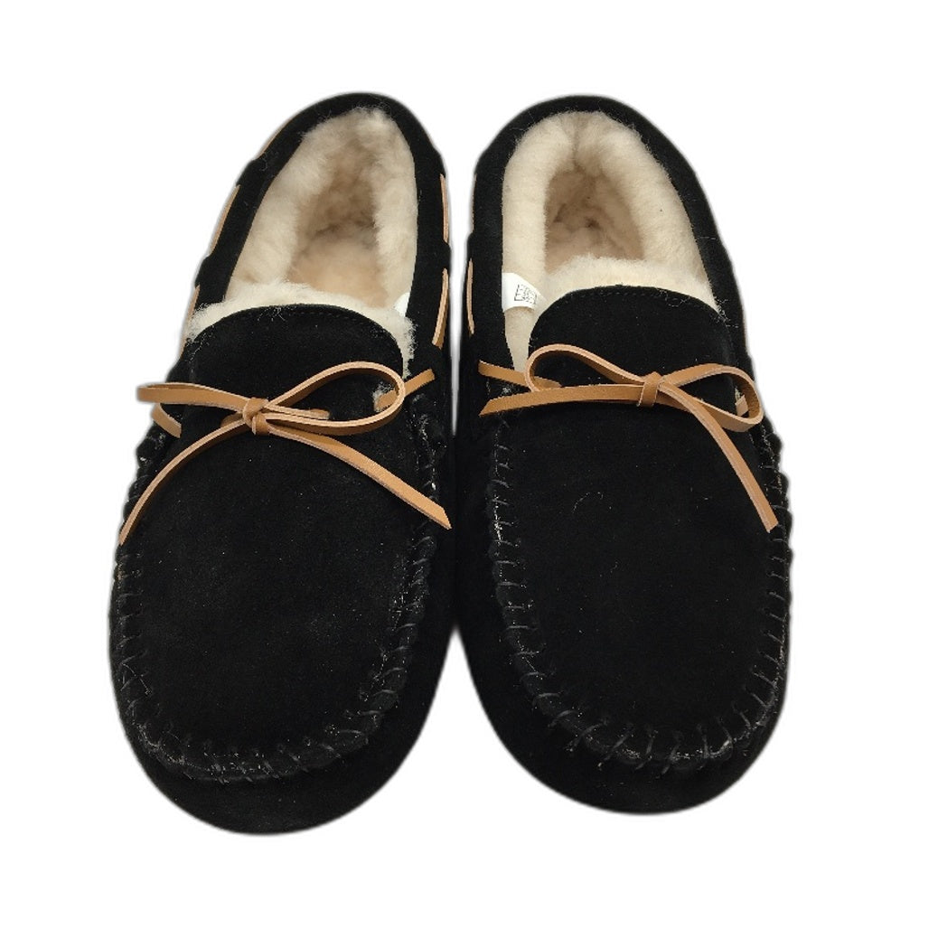 UGG Outback AUS Sheepskin Black Moccasin Tirari Slippers Ladies US 12 EU 45 NEW