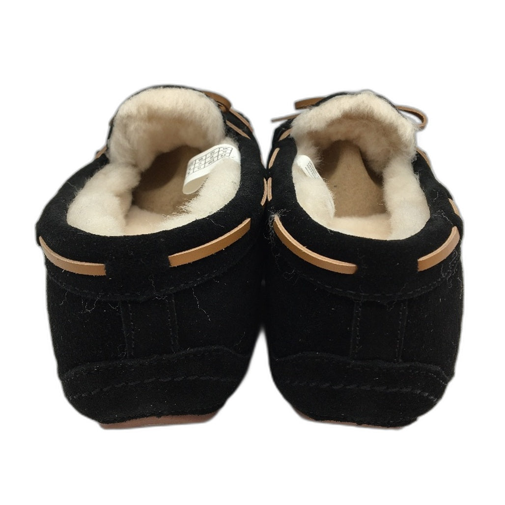 UGG Outback AUS Sheepskin Black Moccasin Tirari Slippers Ladies US 12 EU 45 NEW