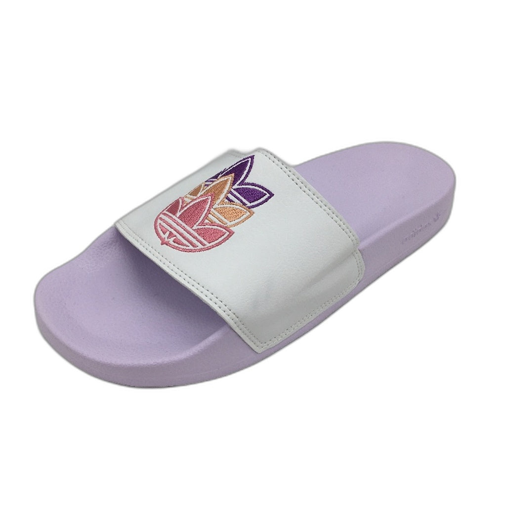 Adidas Lilac & White Embroidered Logo Adilette Lite Slides Ladies US8 EU40.5 NEW