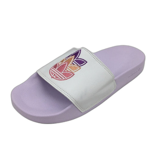 Adidas Lilac & White Embroidered Logo Adilette Lite Slides Ladies US8 EU40.5 NEW