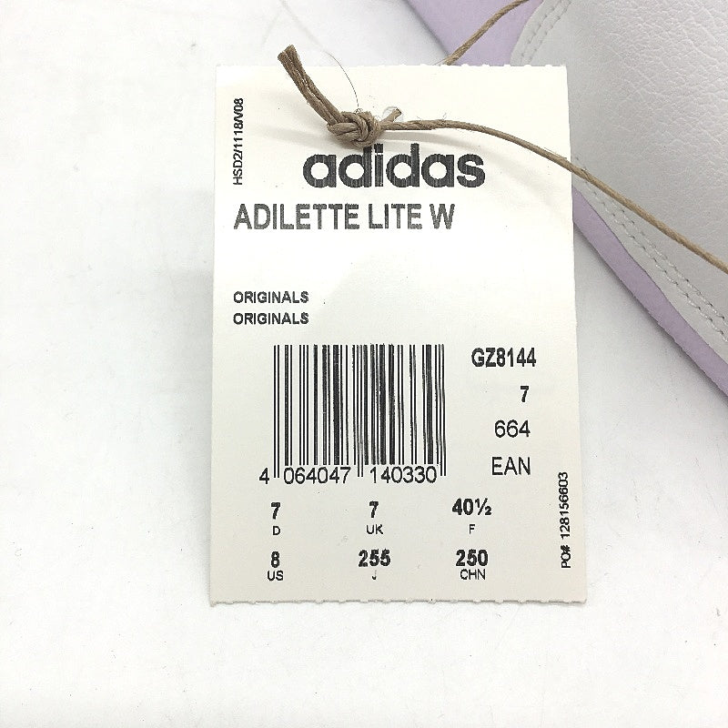 Adidas Lilac & White Embroidered Logo Adilette Lite Slides Ladies US8 EU40.5 NEW