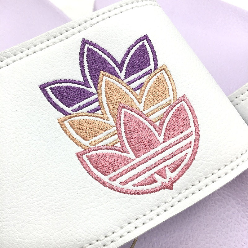 Adidas Lilac & White Embroidered Logo Adilette Lite Slides Ladies US8 EU40.5 NEW
