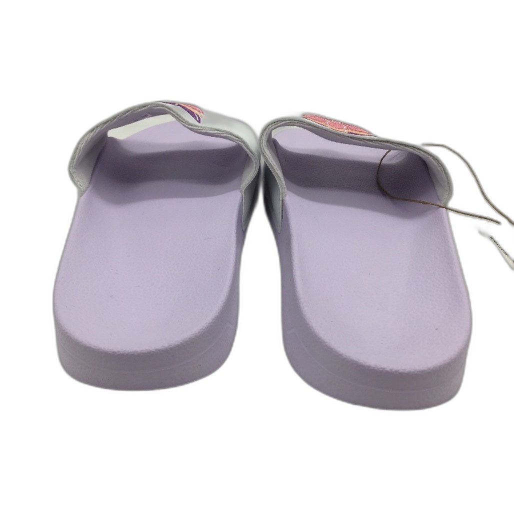 Adidas Lilac & White Embroidered Logo Adilette Lite Slides Ladies US8 EU40.5 NEW