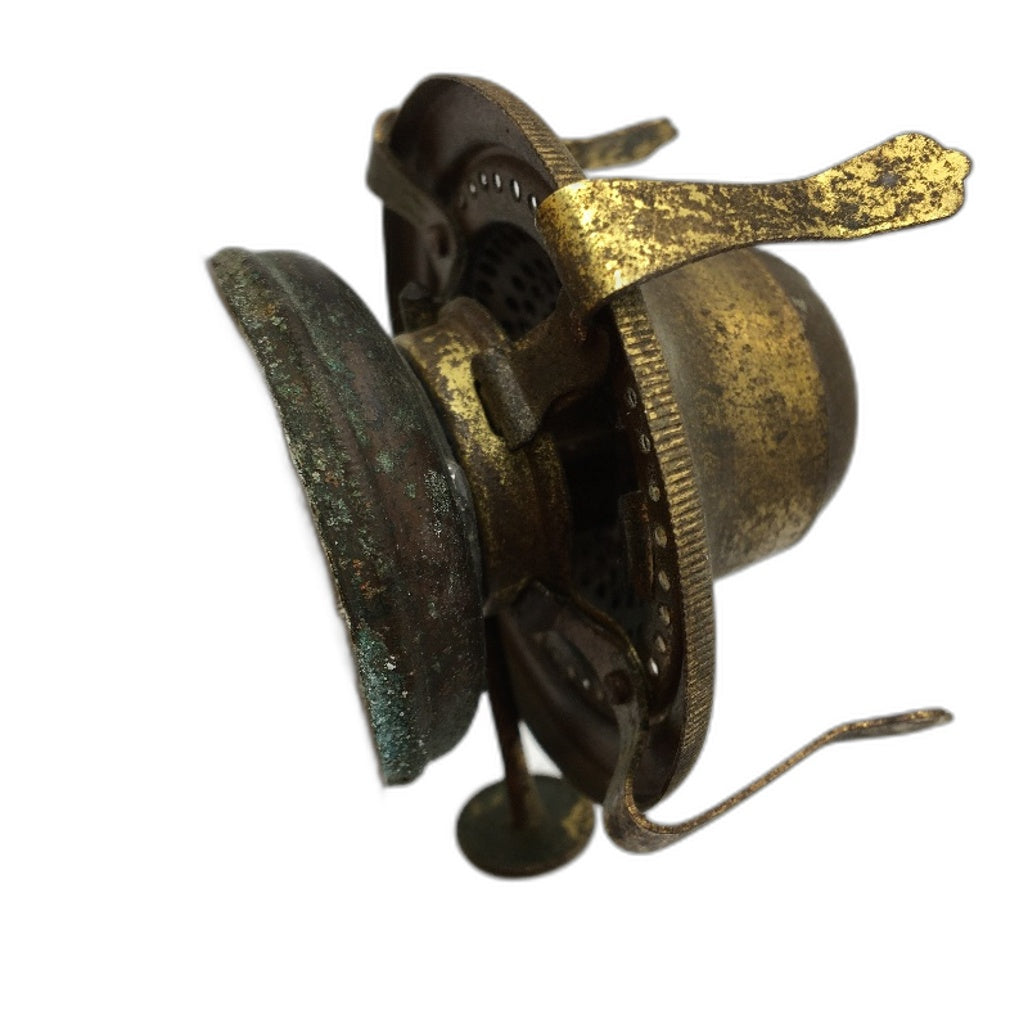 VINTAGE Amber Glass & Cast Iron Metal Kerosene Lamp -No Shade/Cover 26cm