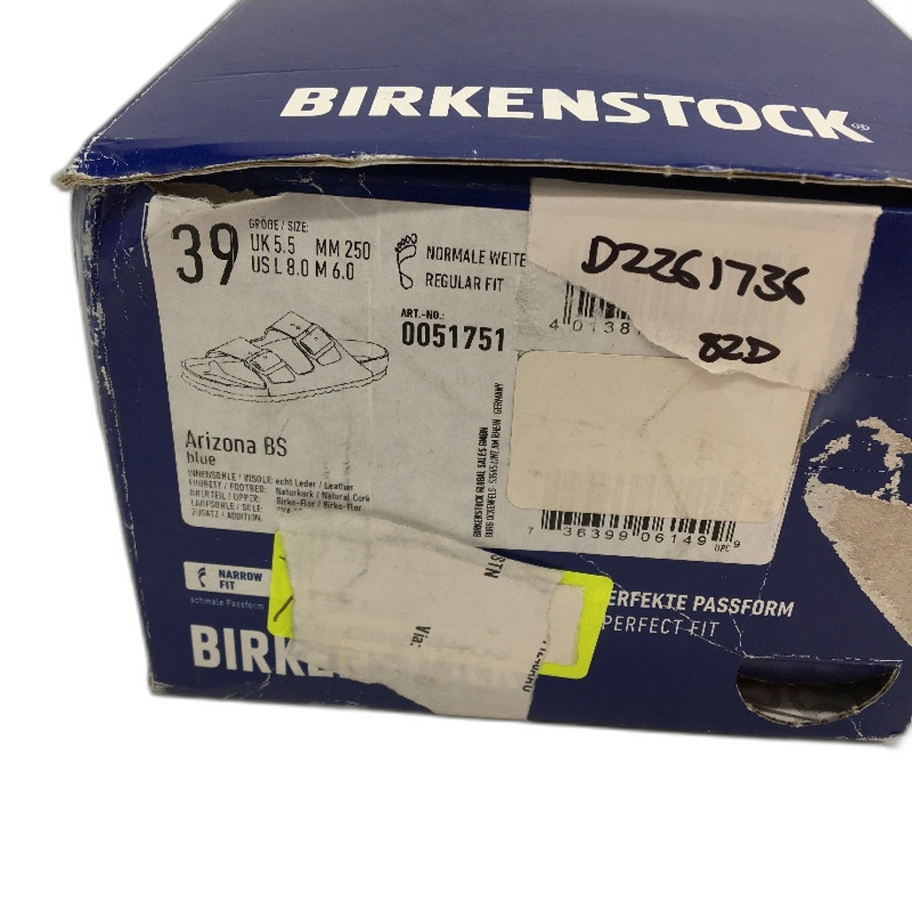 Birkenstock Classic Arizona Blue Regular Fit 2 Strap Slides Unisex 39 L8 M6 NEW