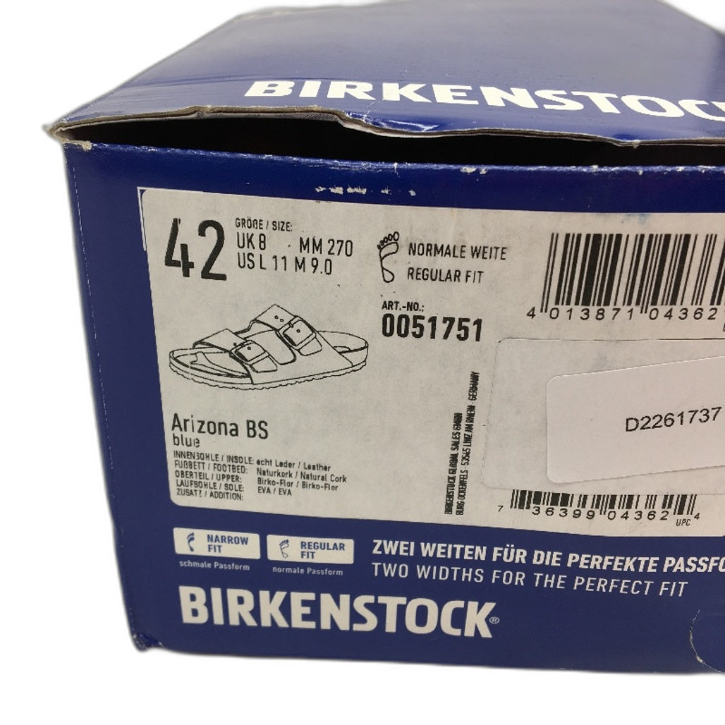 Birkenstock Classic Arizona Blue Regular Fit 2 Strap Slides Unisex 42 L11 M9 NEW