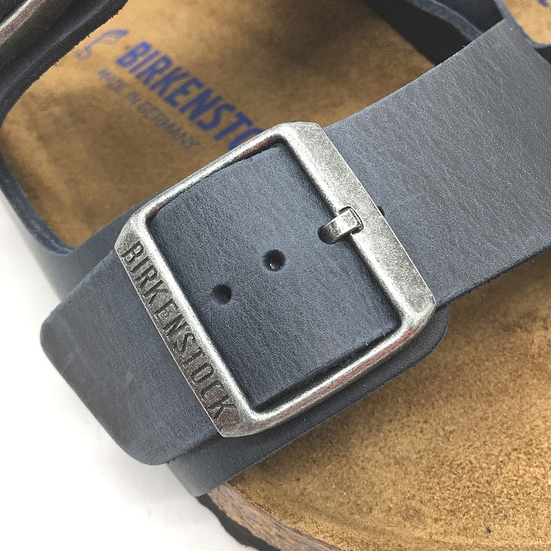 Birkenstock Arizona Waxy Blue Regular Fit Leather Slides EU 38 US Size M5 L7 NEW