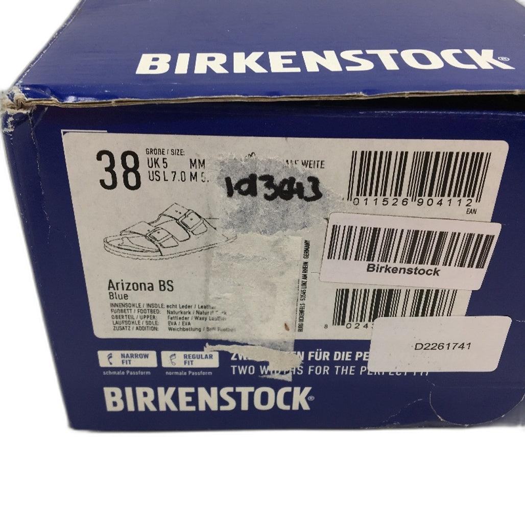Birkenstock Arizona Waxy Blue Regular Fit Leather Slides EU 38 US Size M5 L7 NEW