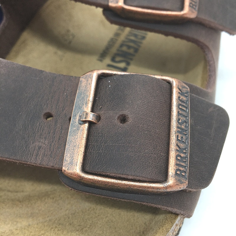 Birkenstock Arizona Waxy Brown Regular Fit Leather Slides EU38 US Size M5 L7 NEW