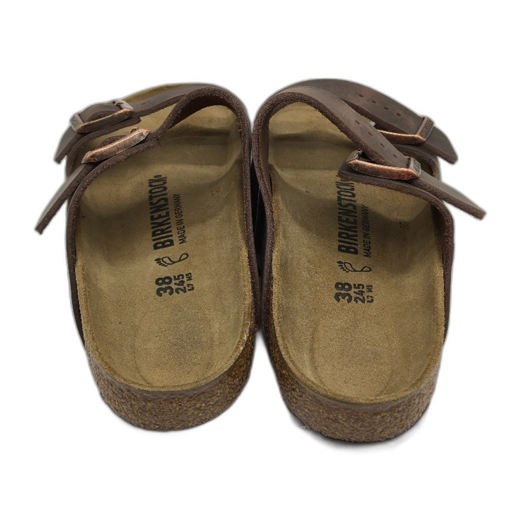 Birkenstock Arizona Waxy Brown Regular Fit Leather Slides EU38 US Size M5 L7 NEW