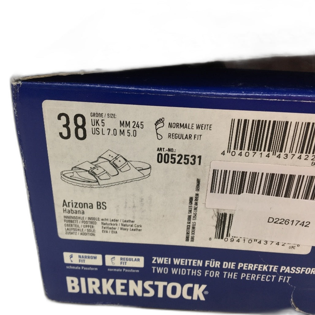 Birkenstock Arizona Waxy Brown Regular Fit Leather Slides EU38 US Size M5 L7 NEW