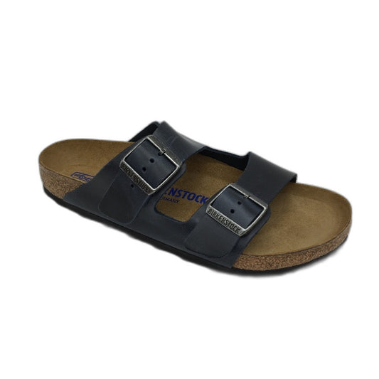 Birkenstock Arizona Waxy Blue Regular Fit Leather Slides EU42 US Size M9 L11 NEW