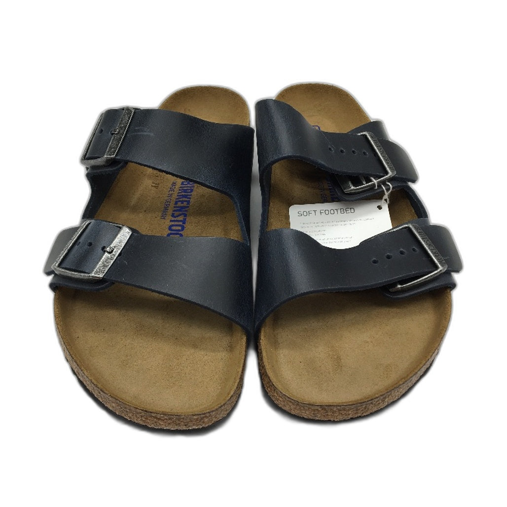 Birkenstock Arizona Waxy Blue Regular Fit Leather Slides EU42 US Size M9 L11 NEW