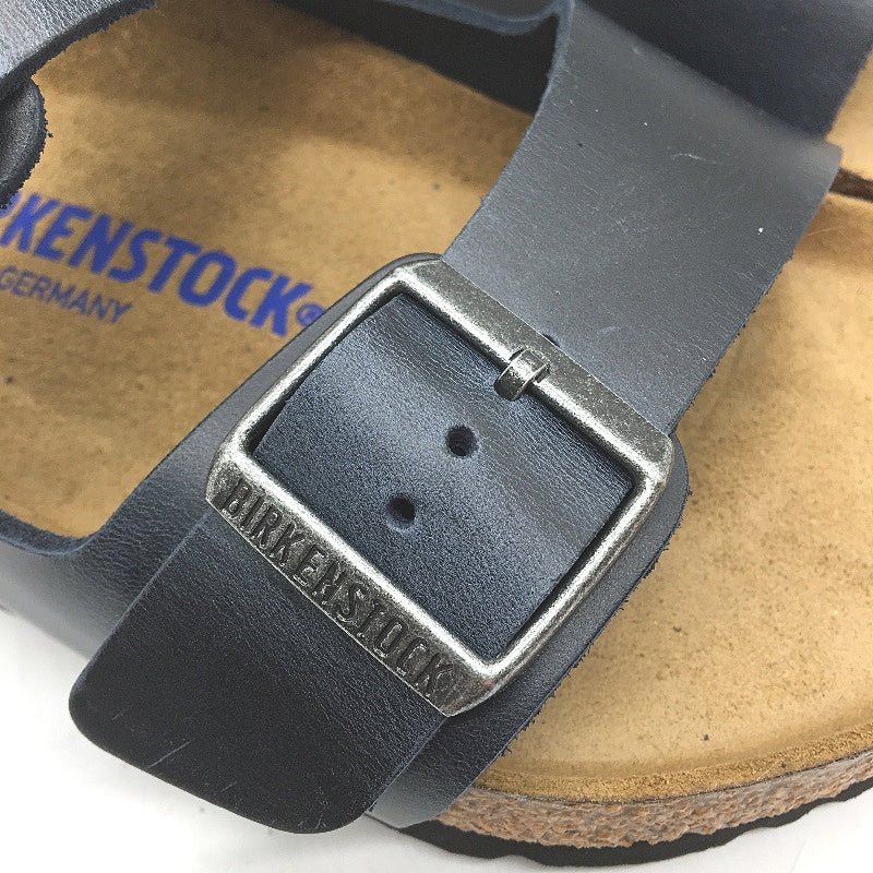 Birkenstock Arizona Waxy Blue Regular Fit Leather Slides EU42 US Size M9 L11 NEW