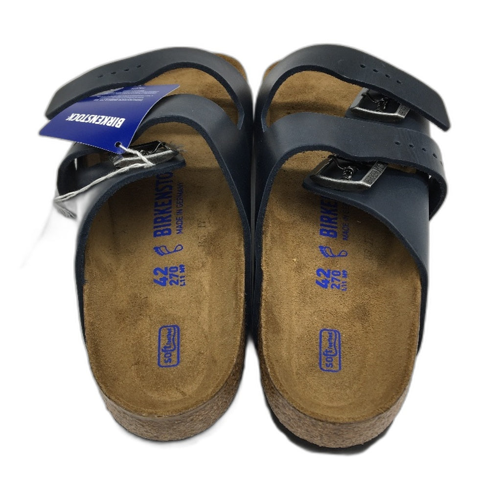 Birkenstock Arizona Waxy Blue Regular Fit Leather Slides EU42 US Size M9 L11 NEW