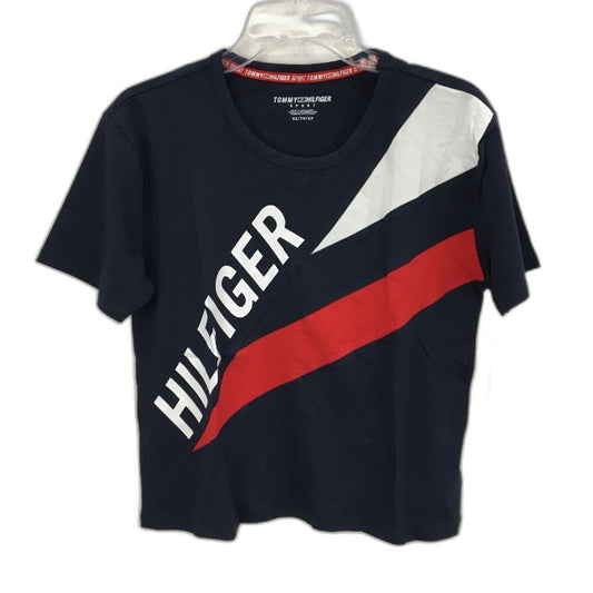 Tommy Hilfiger Sport Navy Colour Block Cropped T-Shirt Ladies Size XS NEW