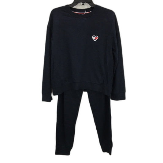 Tommy Hilfiger 2 Piece Logo Navy Blue Blazer Pyjama Set Ladies Size Large NEW