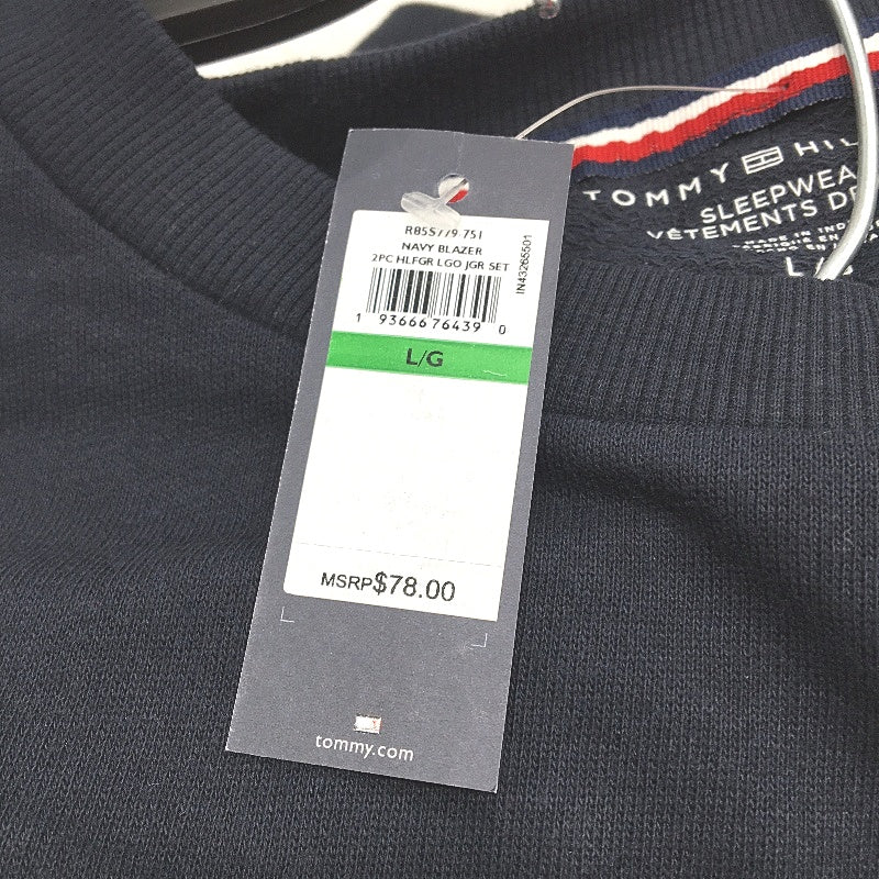 Tommy Hilfiger 2 Piece Logo Navy Blue Blazer Pyjama Set Ladies Size Large NEW