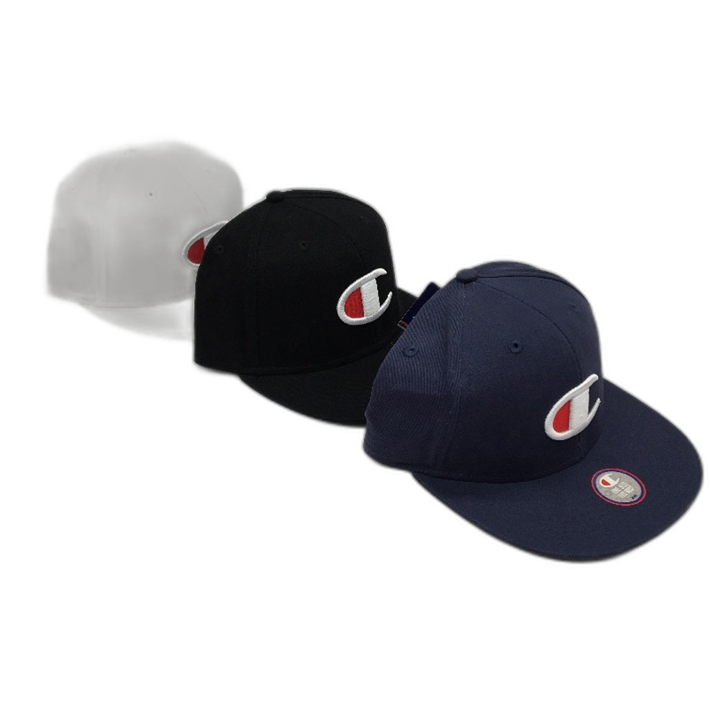 Champion 3 Pack Black White Blue Logo Snapback Baseball Cap Unisex One Size NEW