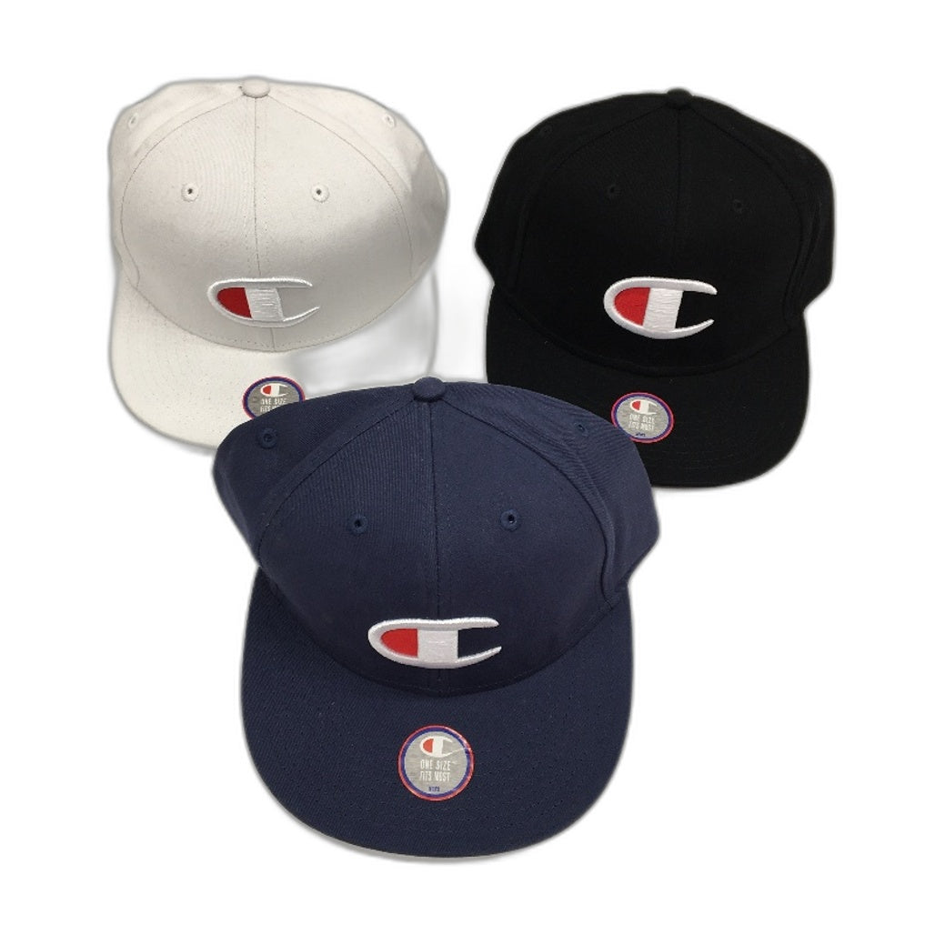 Champion 3 Pack Black White Blue Logo Snapback Baseball Cap Unisex One Size NEW