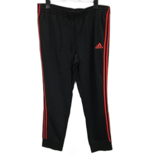 Adidas 3 Stripes French Terry Black Red Tapered Trackpants Mens Size 2XL NEW