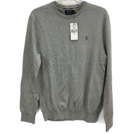 Polo Ralph Lauren Slim Fit Grey Pima Cotton Crew Neck Sweater Mens Sz Medium NEW