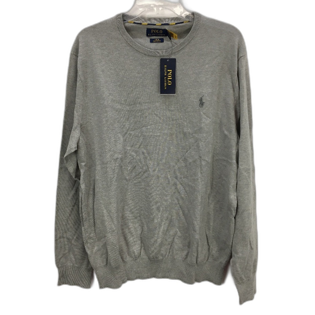 Polo Ralph Lauren Slim Fit Grey Pima Cotton Crew Neck Sweater Mens Size XL NEW
