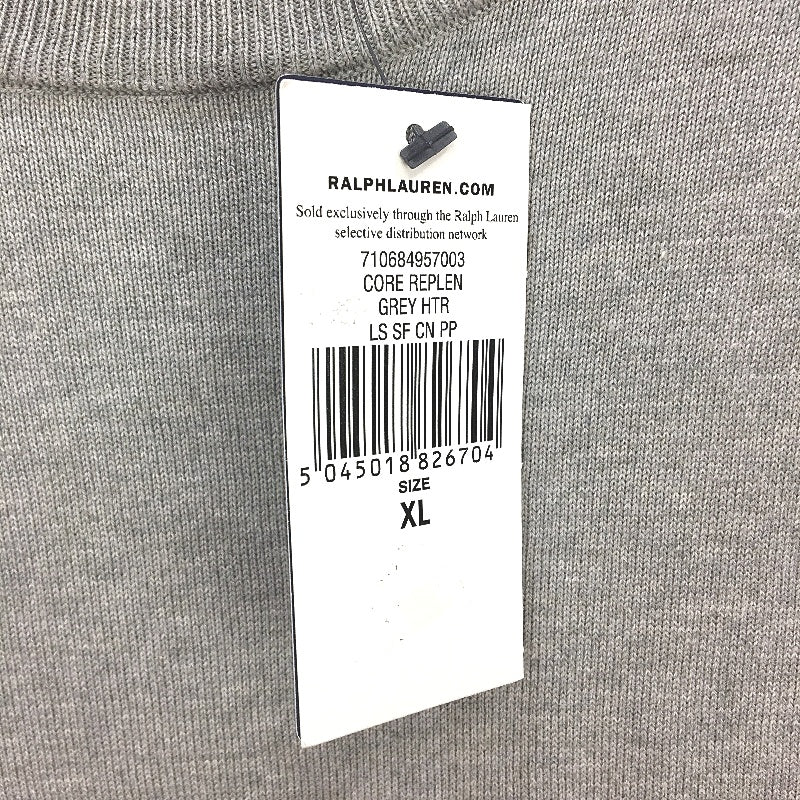 Polo Ralph Lauren Slim Fit Grey Pima Cotton Crew Neck Sweater Mens Size XL NEW