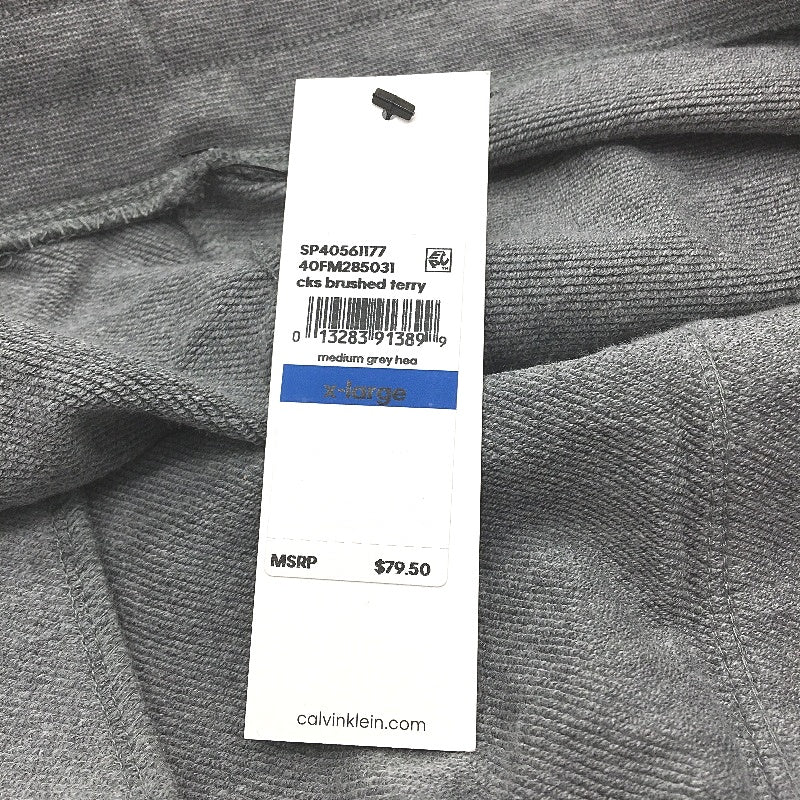 Calvin Klein Brushed Cotton Terry Heather Grey Jogger Pants Mens Size XL NEW