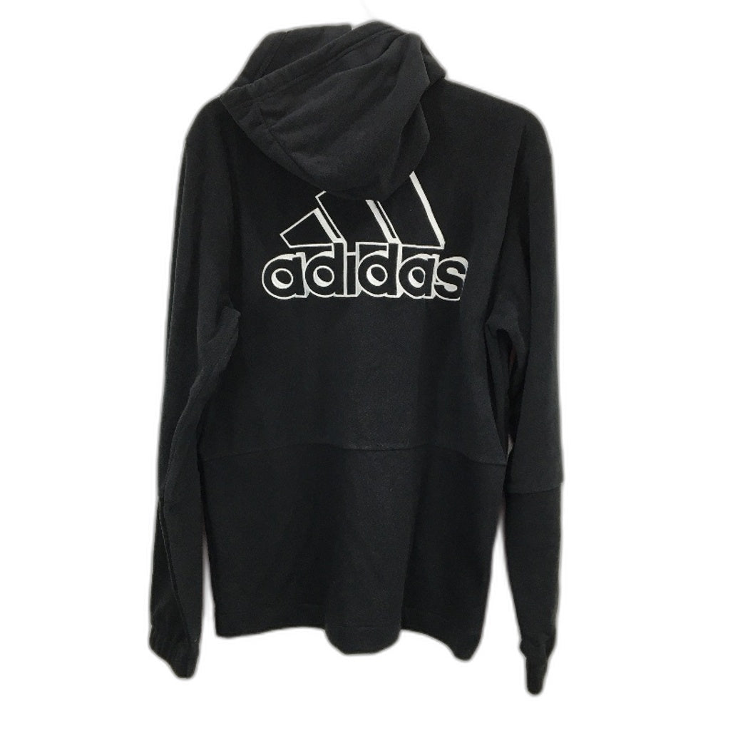 Adidas Polar Fleece Giant Logo Full Zip Black Hoodie Mens Size Medium NEW