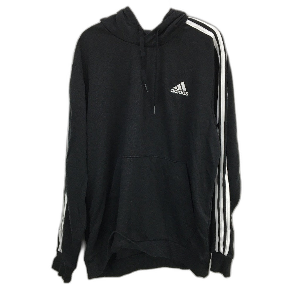 Adidas Essentials 3 Stripes French Terry Black Pullover Hoodie Mens Size XL NEW