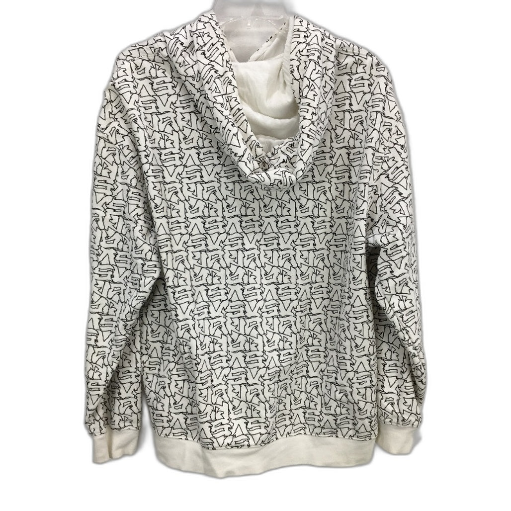 Vans Graffiti Print Full Zip Fleece White Hooded Jacket Mens Size Medium