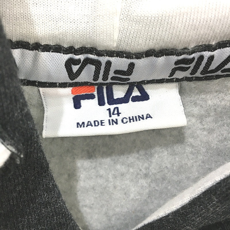 FILA Classic Logo Graphite Black Pullover Fleece Hoodie Ladies Size 14