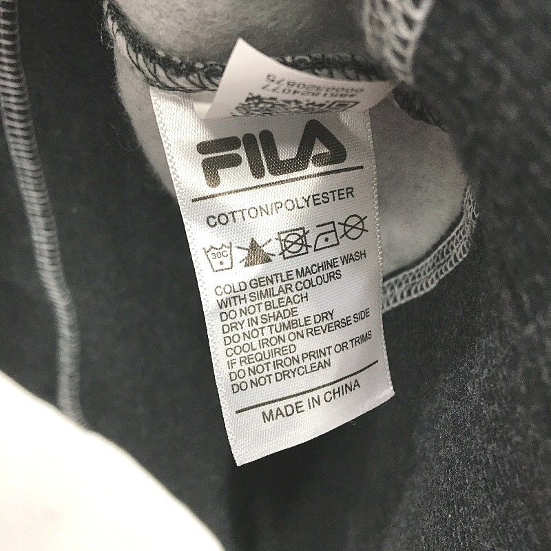 FILA Classic Logo Graphite Black Pullover Fleece Hoodie Ladies Size 14