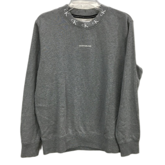 Calvin Klein Jeans Logo Crew Neck Grey Marle Terry Jumper Mens Size Medium