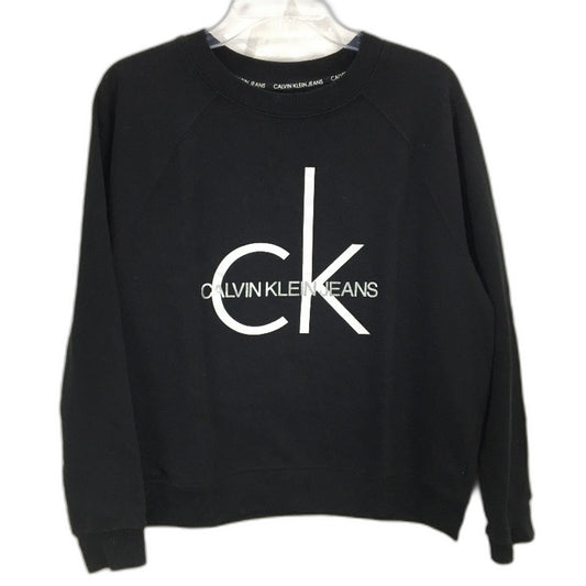Calvin Klein Jeans Classic Logo Plush Fleece Black Jumper Ladies Size Large
