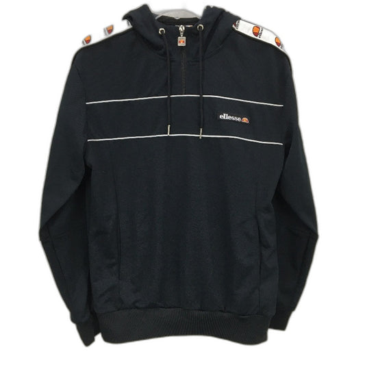 Ellesse Pique Textured Black Quarter Zip Hooded Jumper Mens Size Small