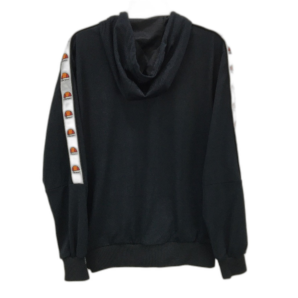 Ellesse Pique Textured Black Quarter Zip Hooded Jumper Mens Size Small