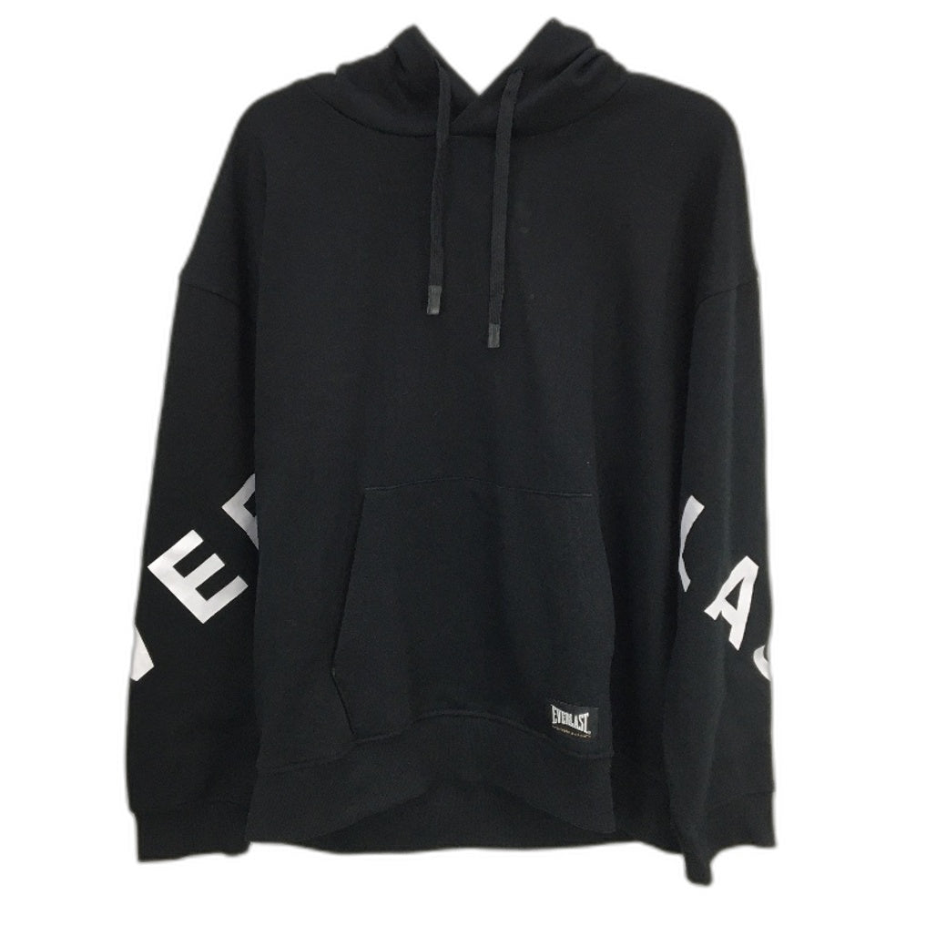 Everlast Logo Sleeve Classic Black Fleece Black Hoodie Ladies Size 16