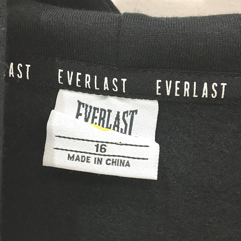 Everlast Logo Sleeve Classic Black Fleece Black Hoodie Ladies Size 16